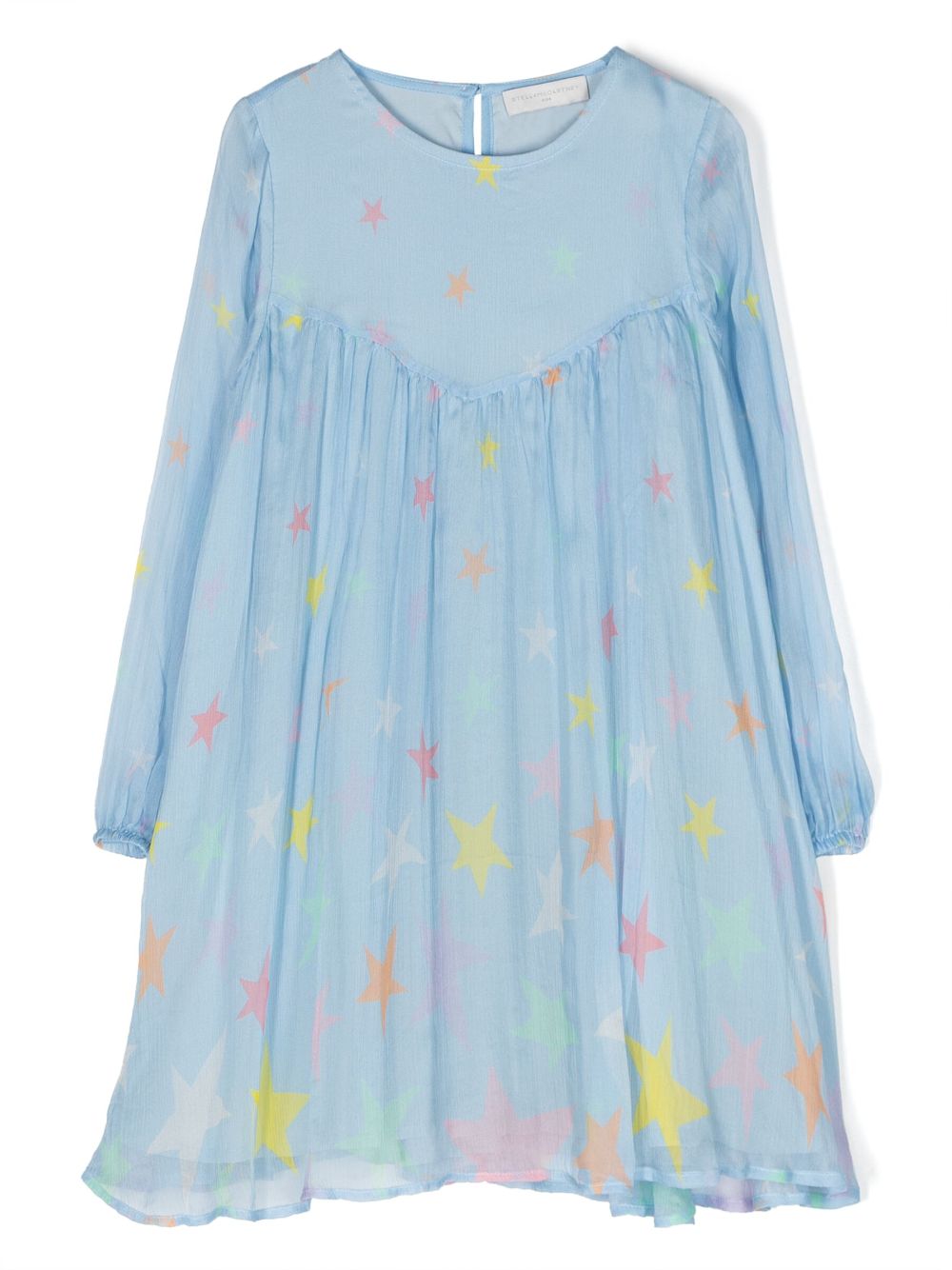Star-print chiffon dress - Blue