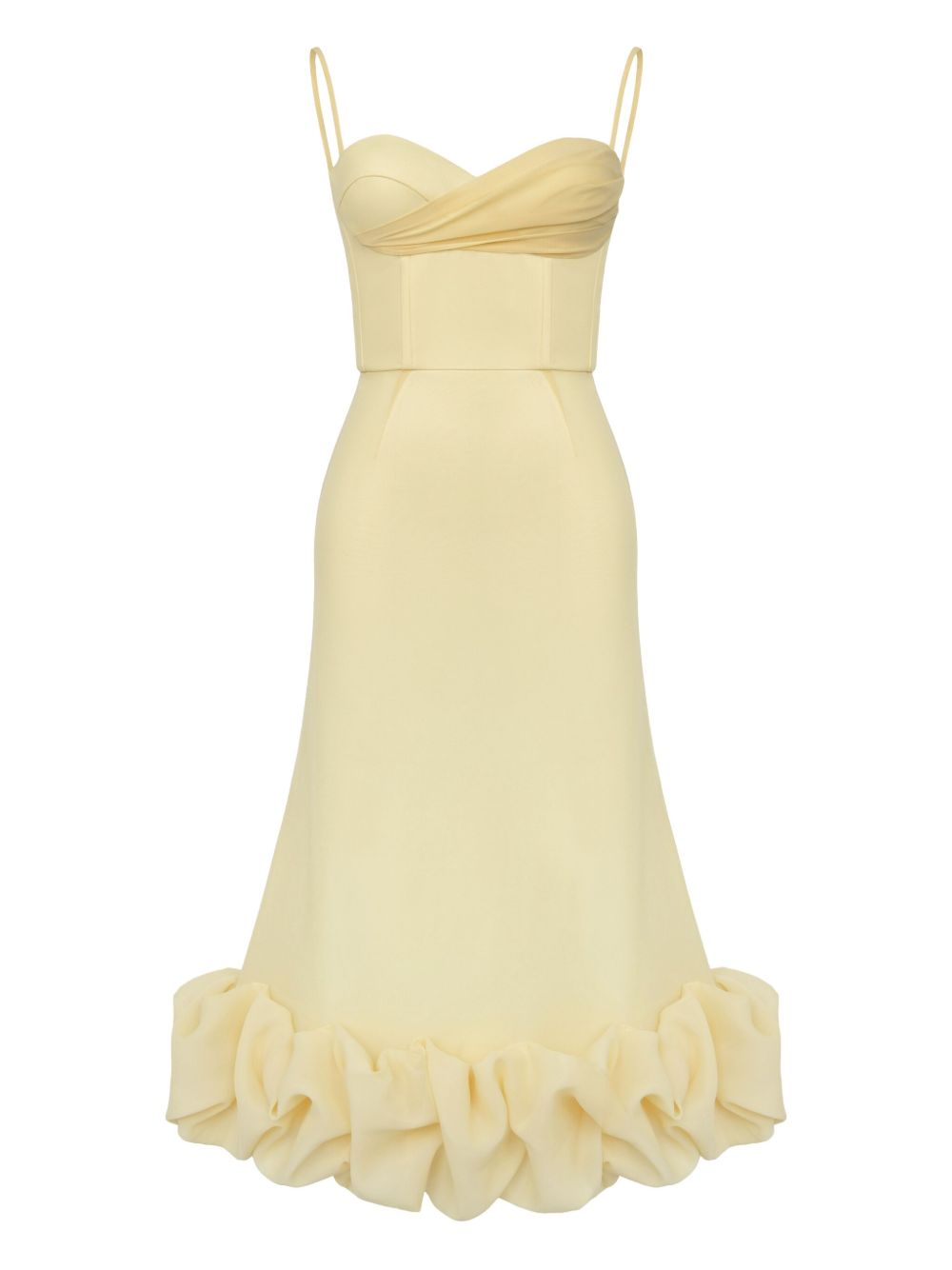 POST MERIDIEM draped-bodice flounced bustier dress - Yellow