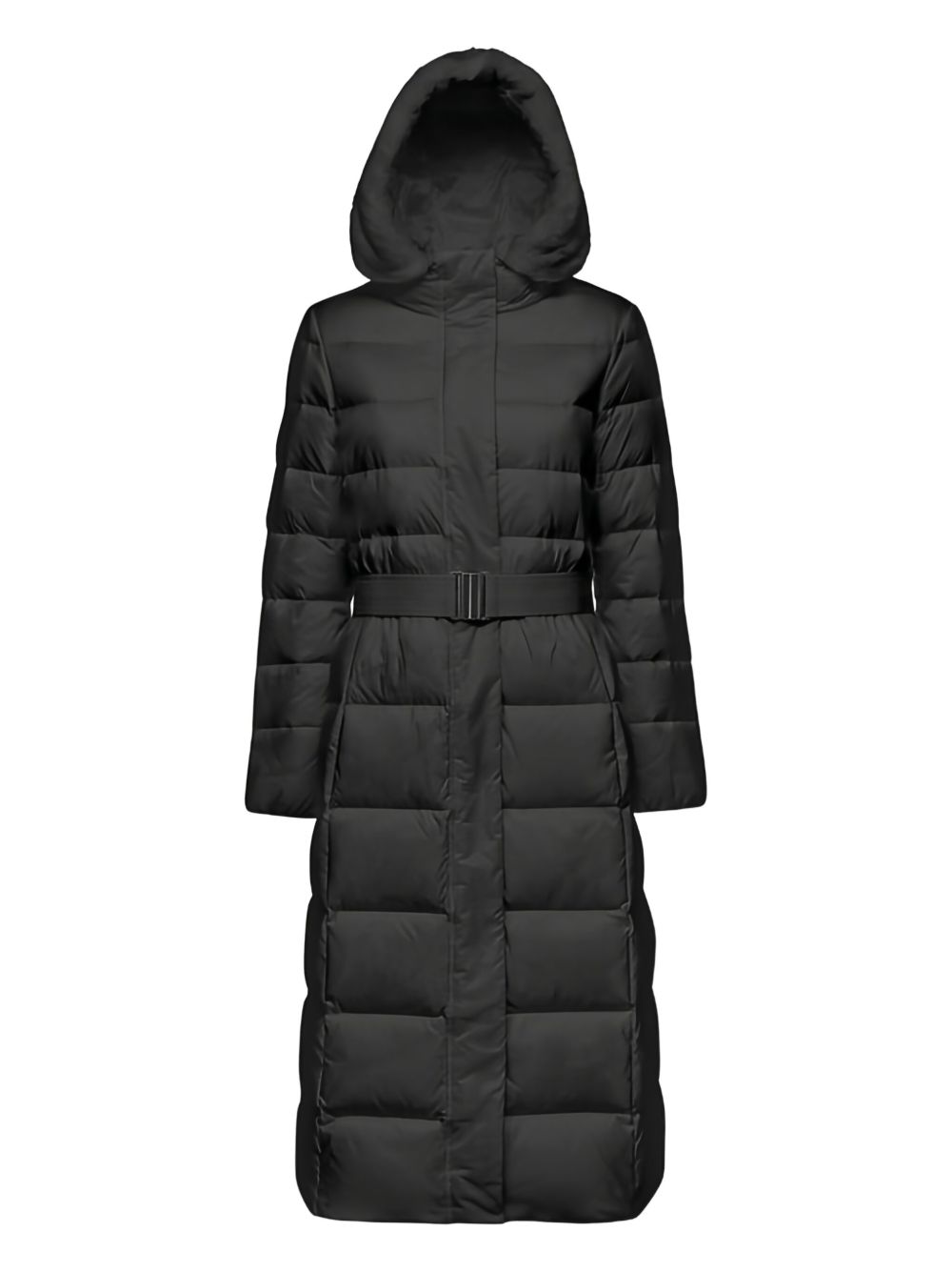 Pheby hooded belted puffer coat - Black