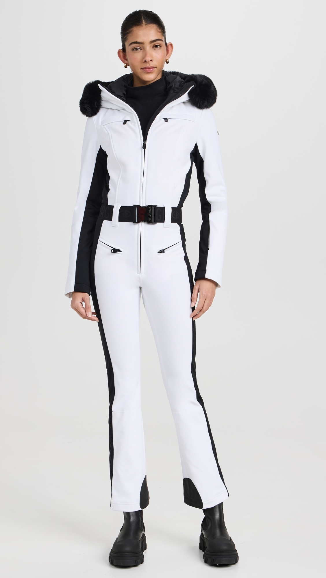 Parry Ski Jumpsuit Faux Border White