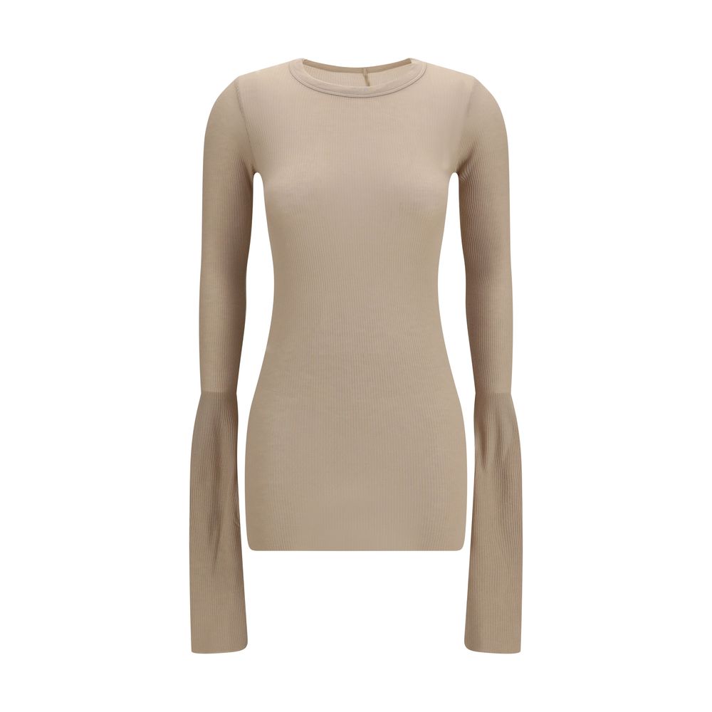 Ribbed Viscose Shirt — Beige