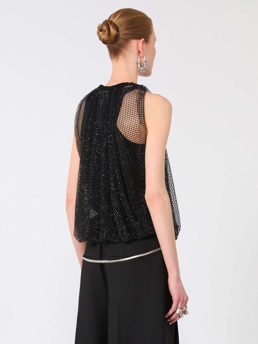 Mesh Top With Crystals