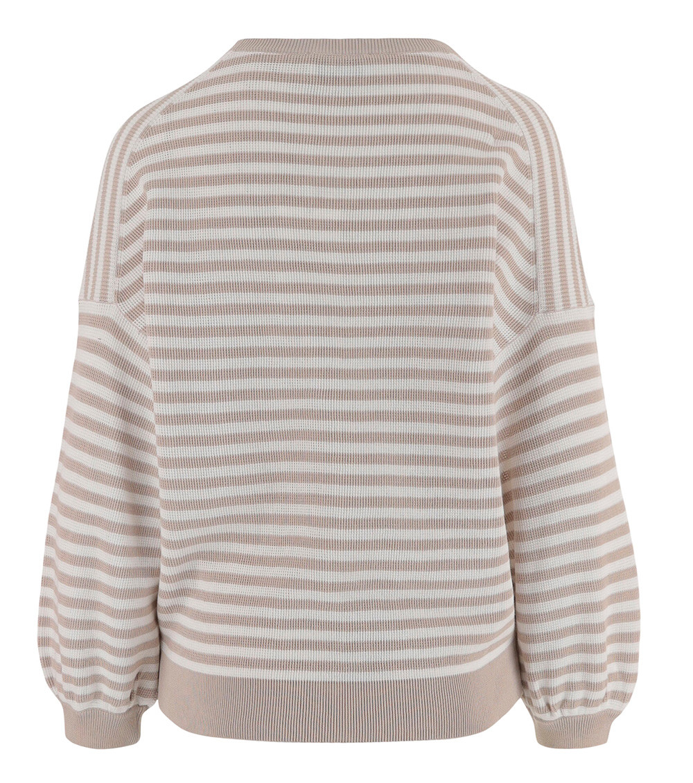 Beige Stripes Round Neck Sweater