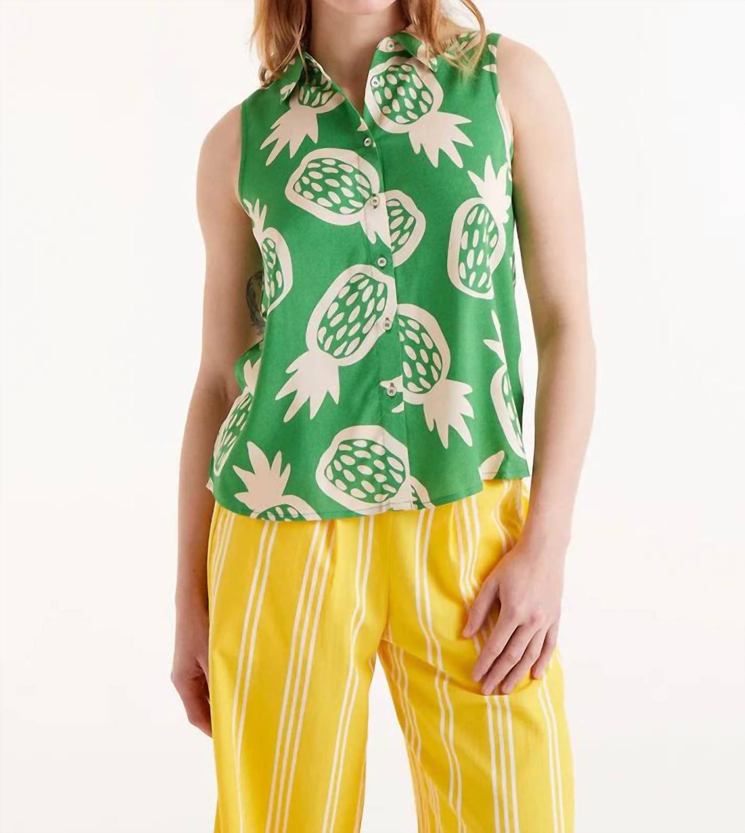 Pineapple Print Shirt In Green