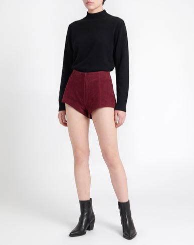 Woman Shorts & Bermuda Shorts Burgundy Size 4 Leather