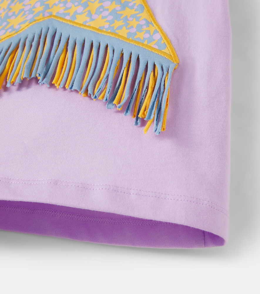 Fringed printed cotton jersey T-shirt