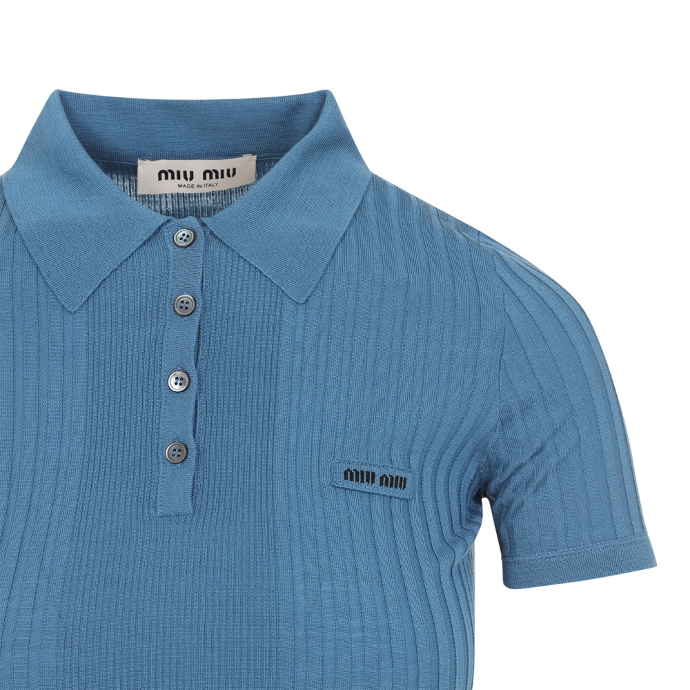 Blue Logo Shirt Collar Polo