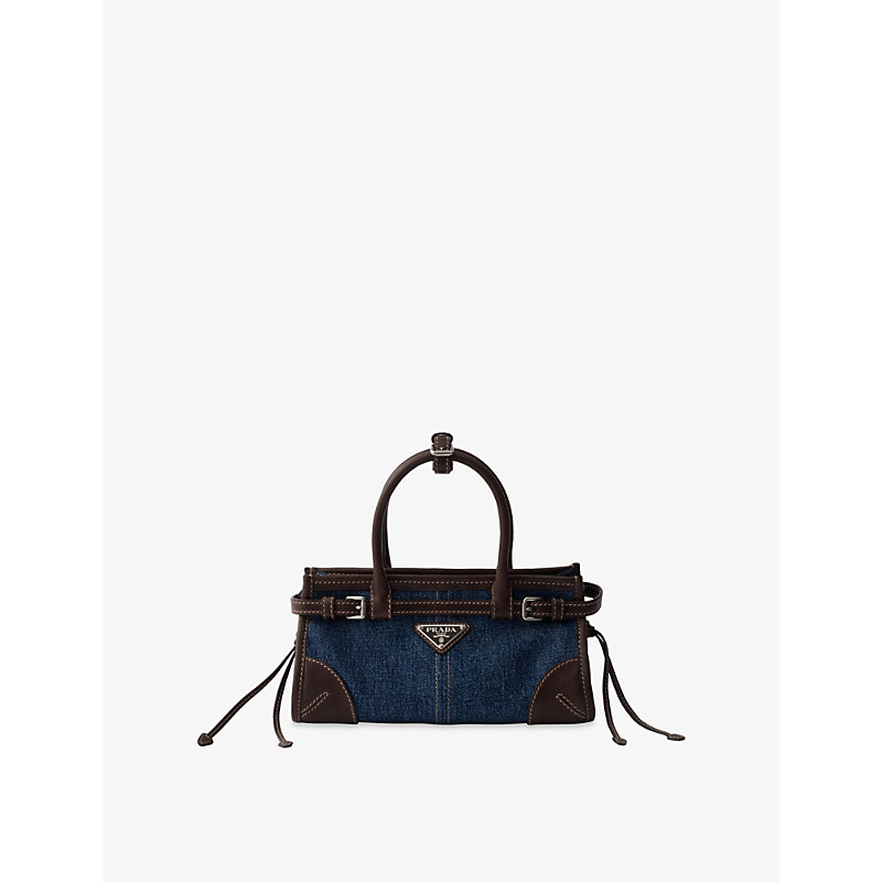 Womens Bonnie Small Denim and Leather Shoulder Bag