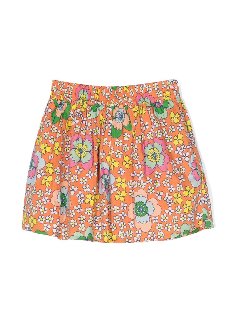 Floral-print cotton shorts - Orange