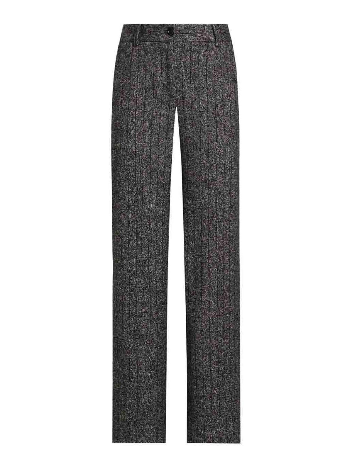 Wide-Leg Pinstriped Trousers