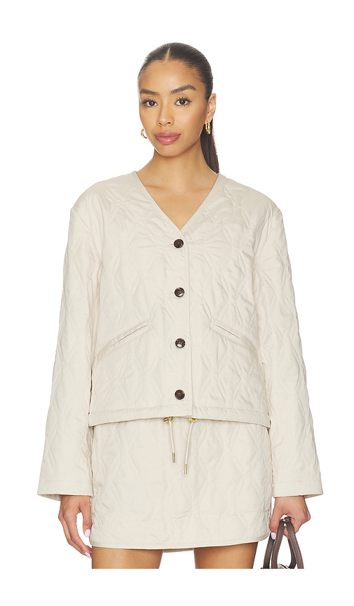 Varley Saba Quilted Jacket in Ivory. L. Also in M