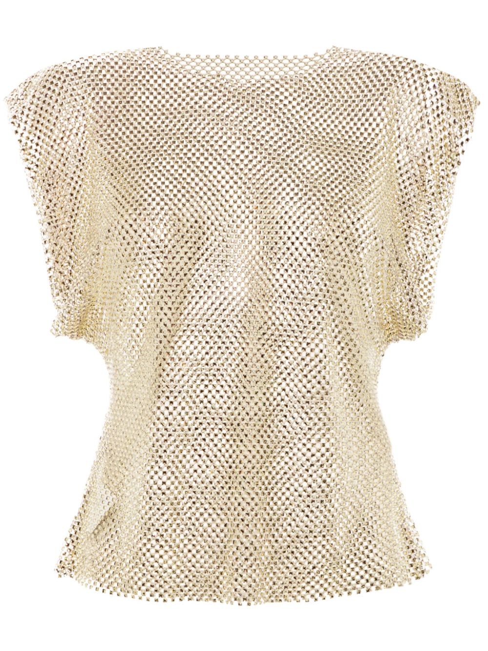 Rhinestone sheer sleeveless blouse - Green