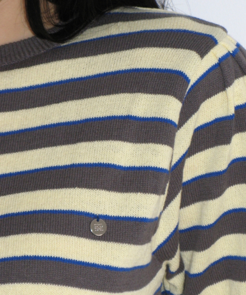 STRIPE PUFF KNIT CHARCOAL YELLOW