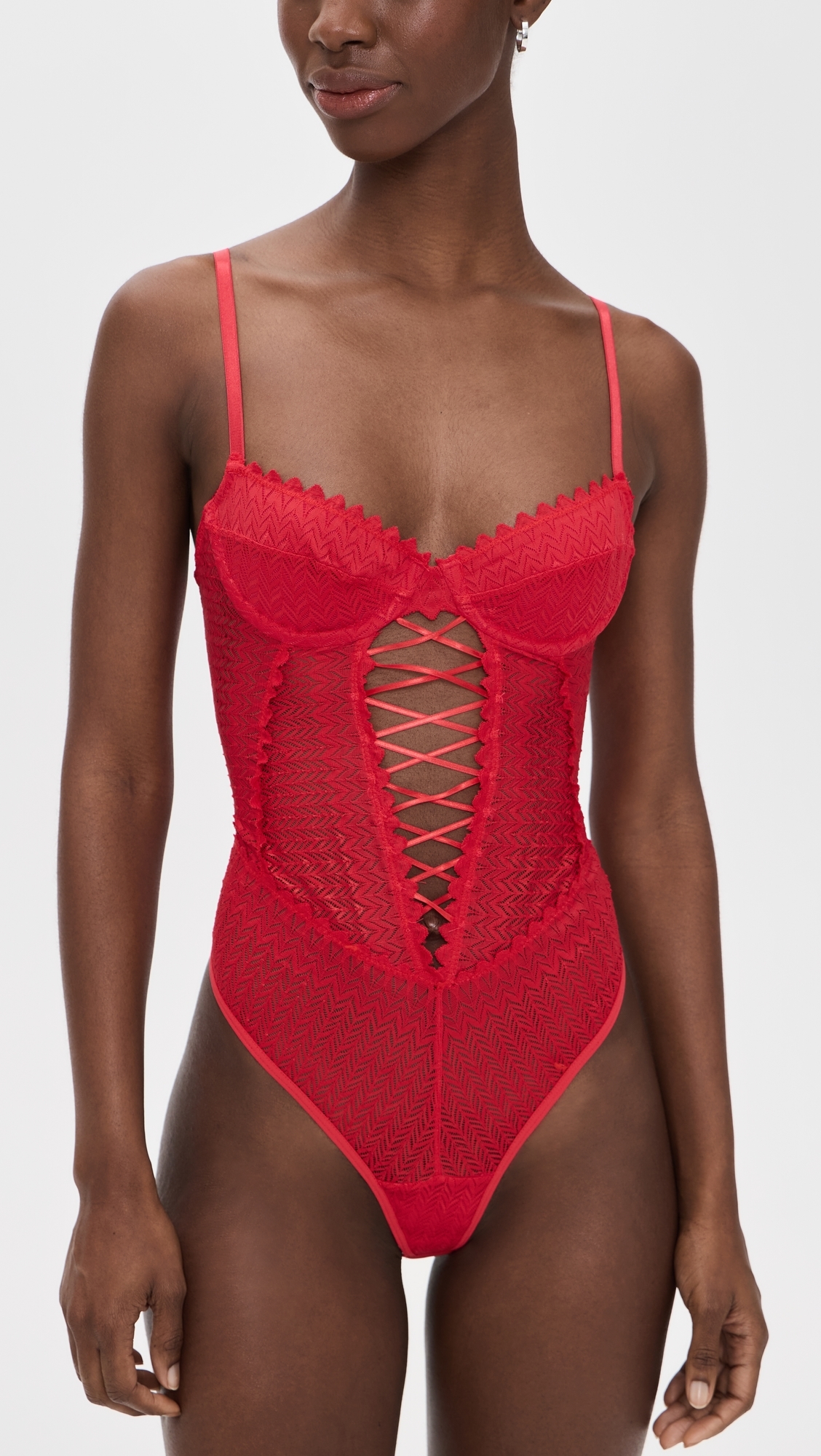 Aryanna Thong Bodysuit Campari