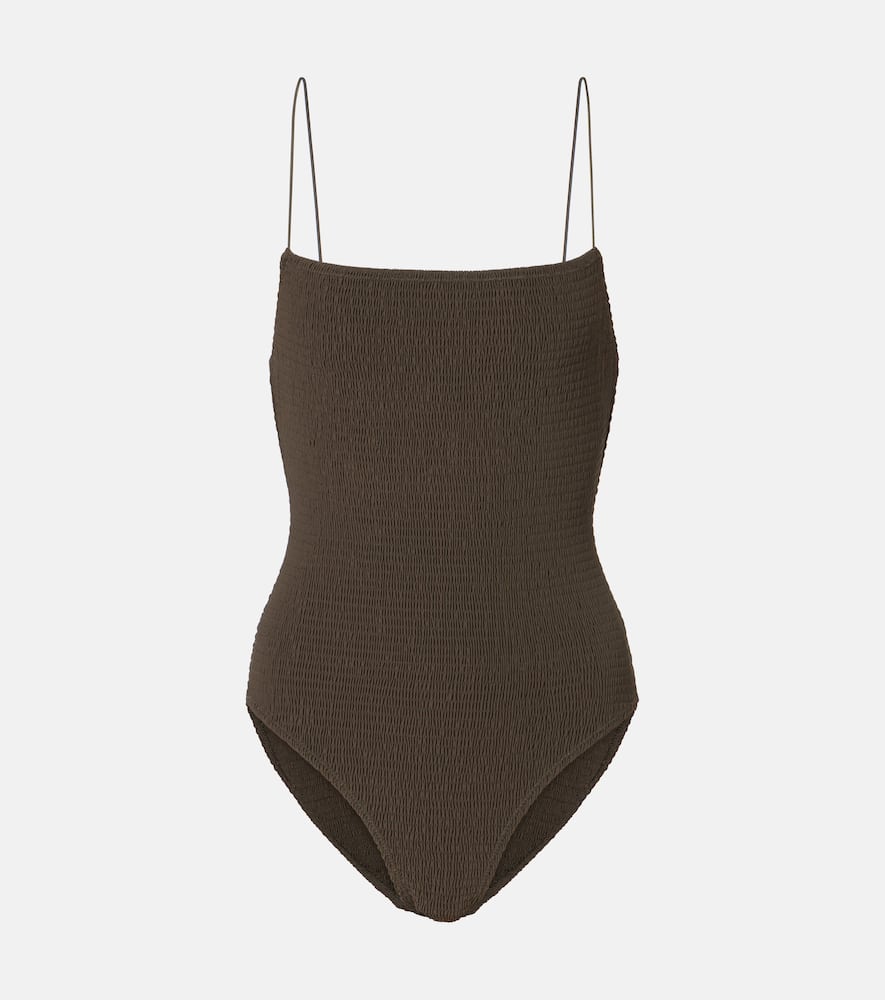 Shirred jersey swimsuit