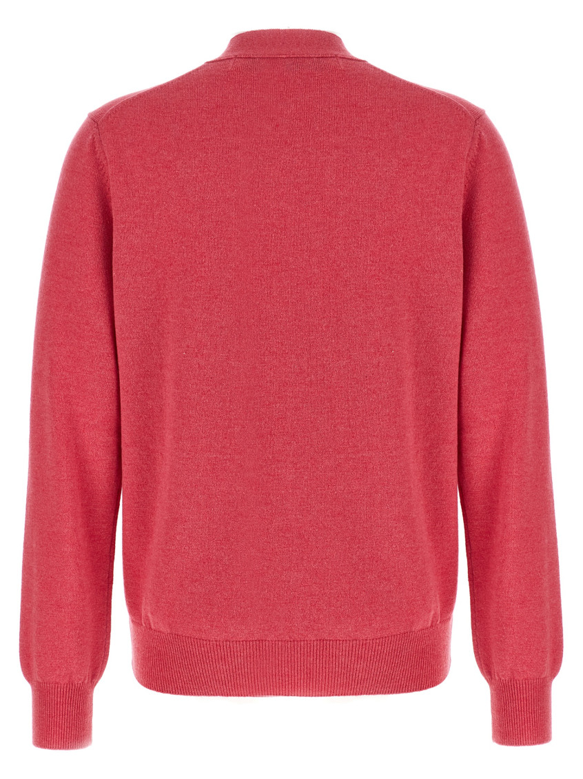 Pink Embroidered V Neck Sweater