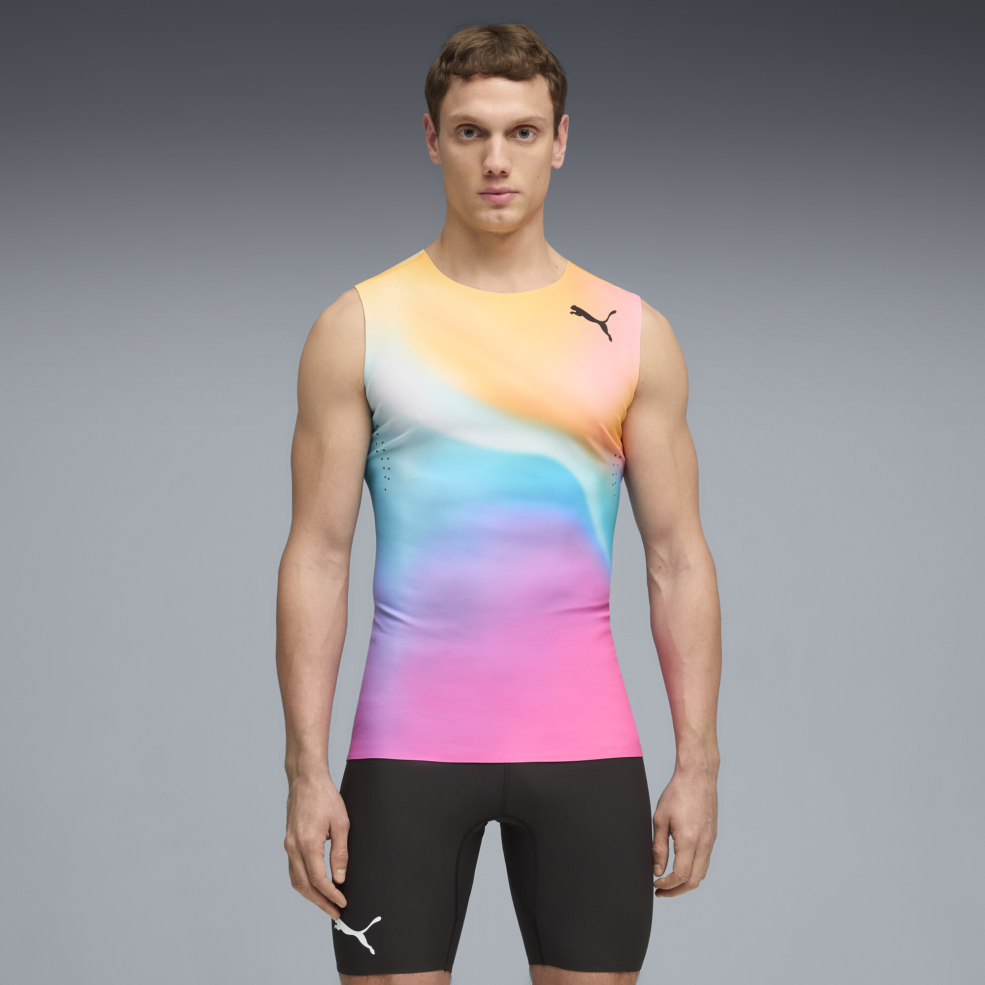 PUMA Race Day Men's Track & Field Tight Running Top in Pink
