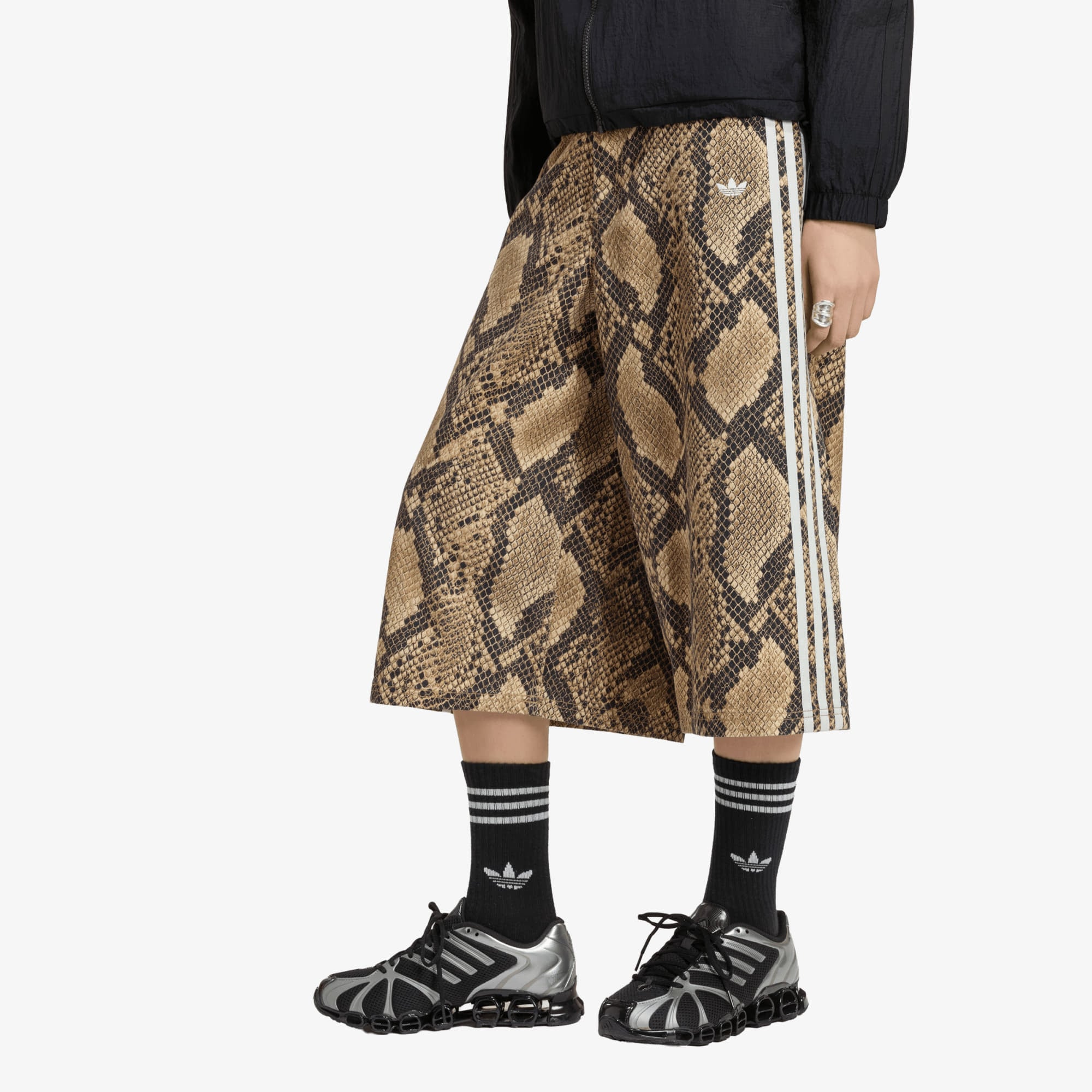 Adidas Snake Print Denim Bermuda Shorts Linen/ Magic Beige