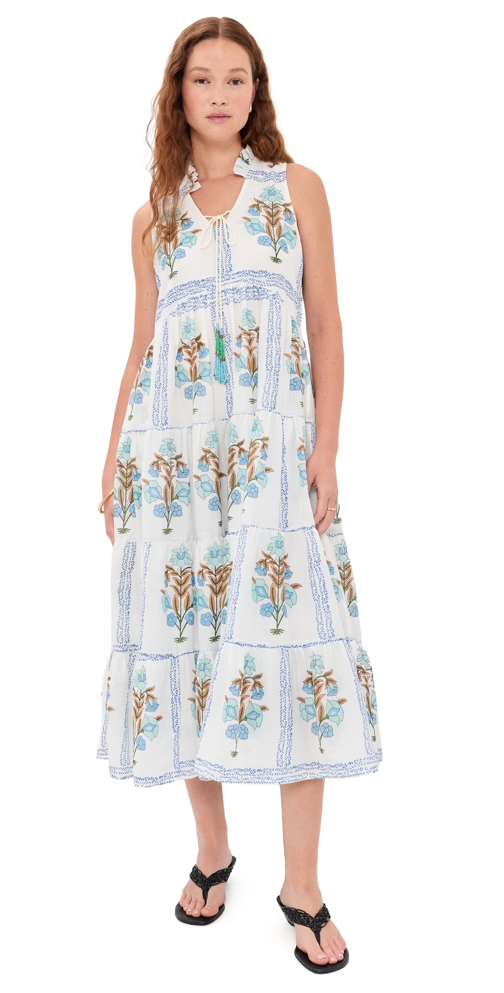 Sofia Cotton Midi Dress Blue Floral