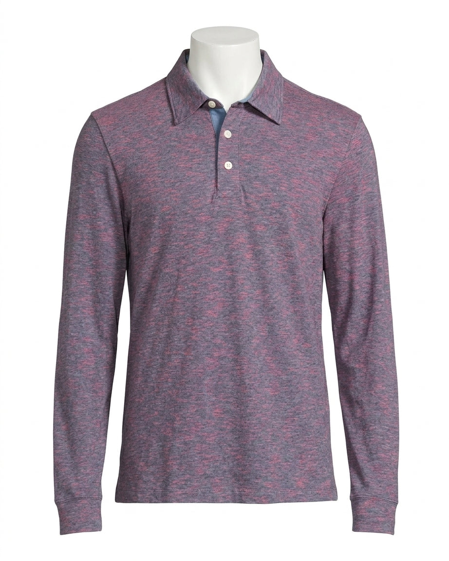 Long Sleeve Sunwashed T-Shirt Polo In Ocean Fire Stripe