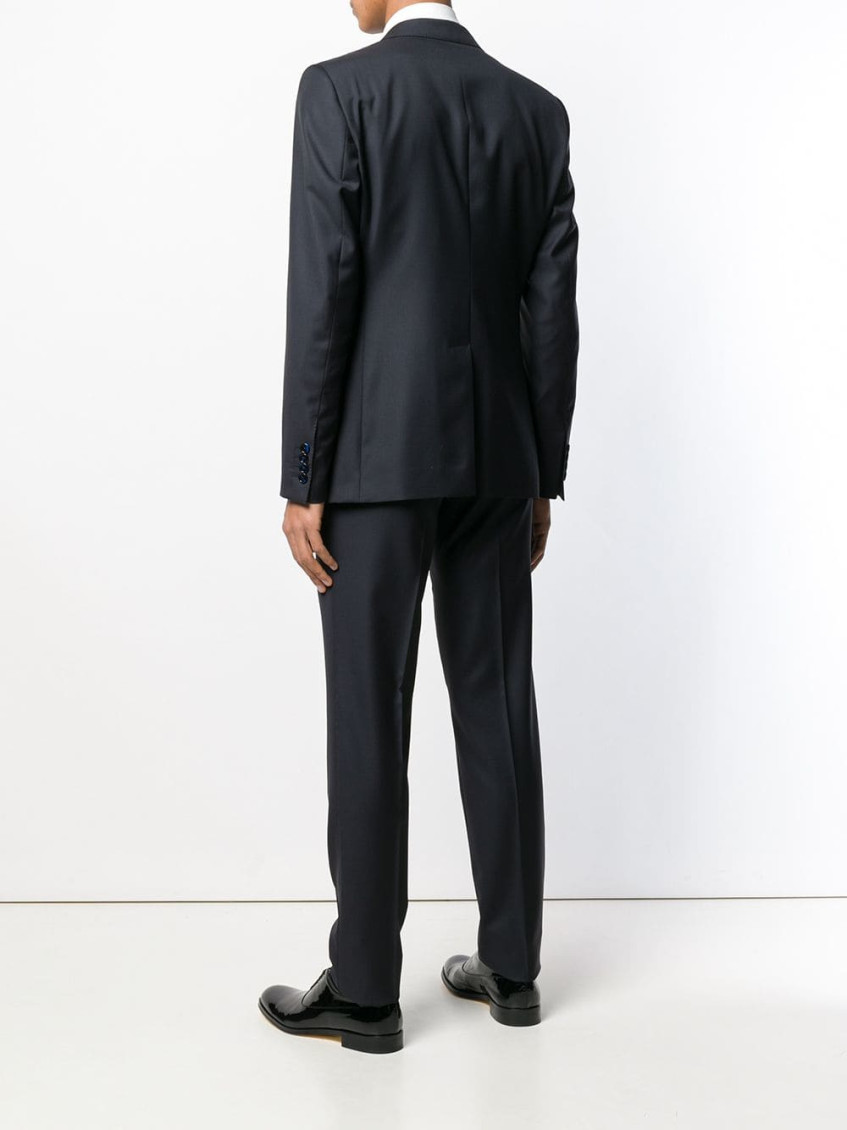 Blue Single-breasted virgin wool two piece suit