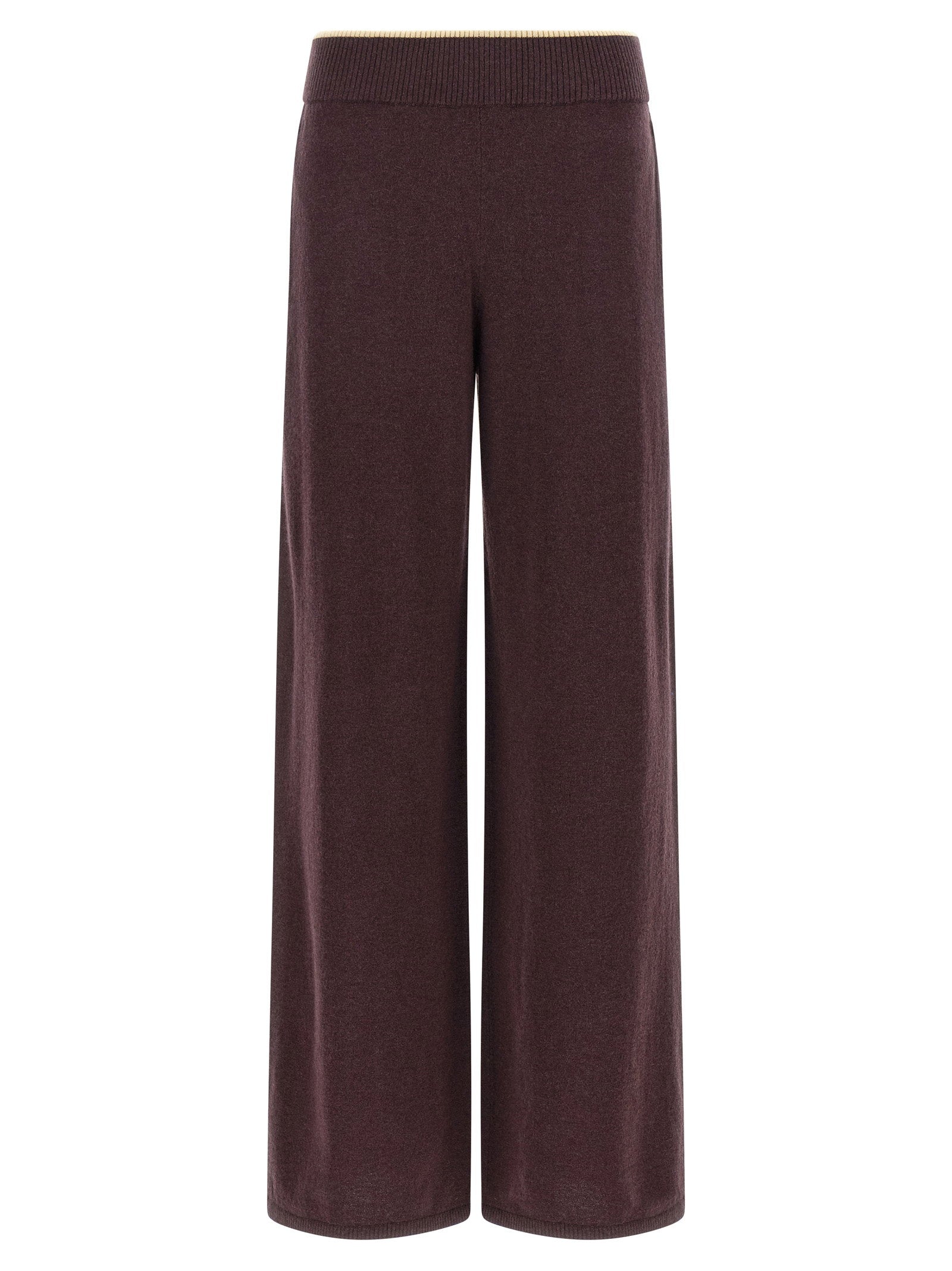 Wool-Cashmere Knit Trousers — Purple