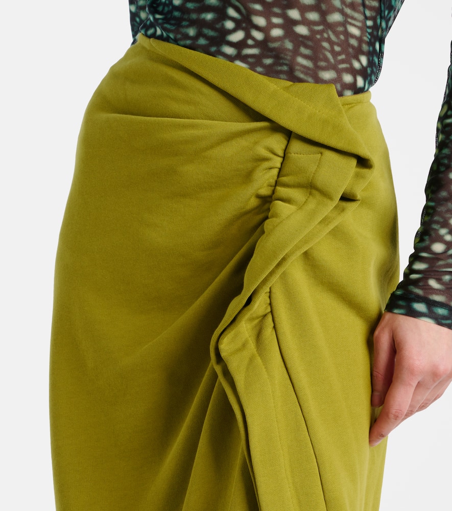 Gathered cotton midi skirt