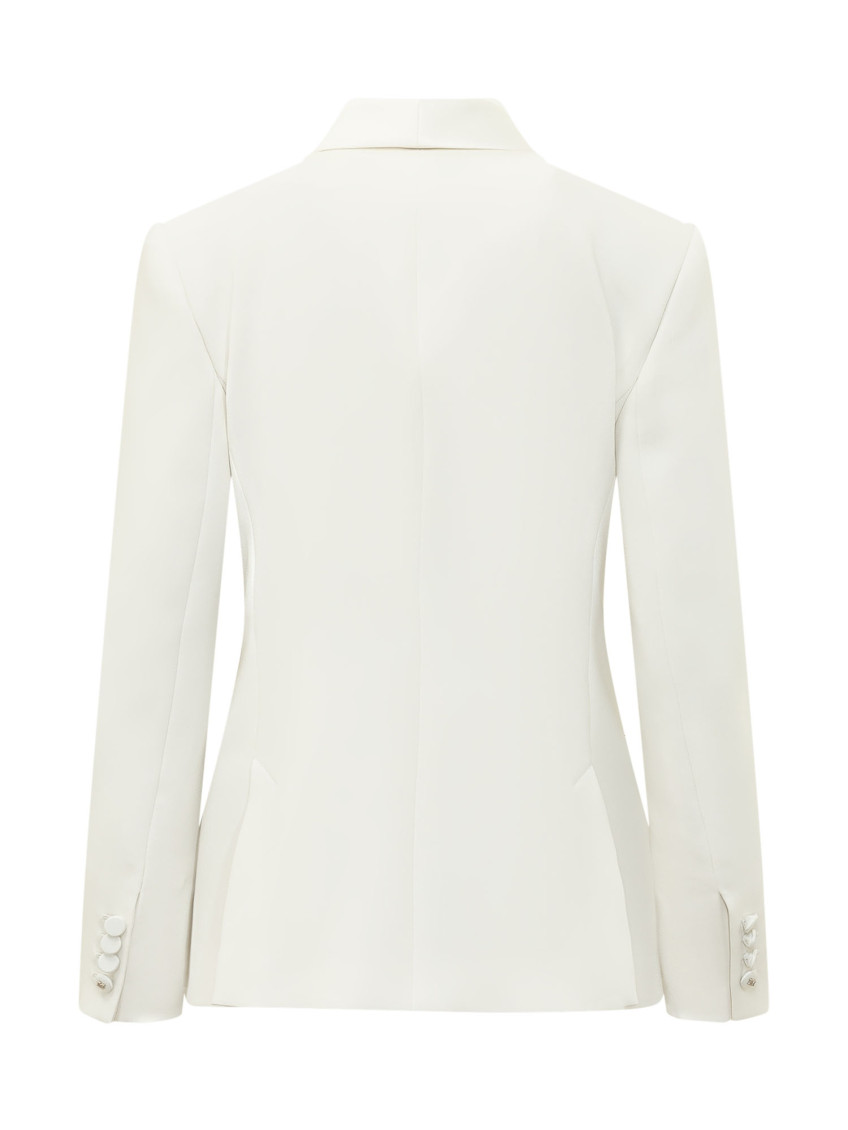 White Solid Shawl Lapel Blazer