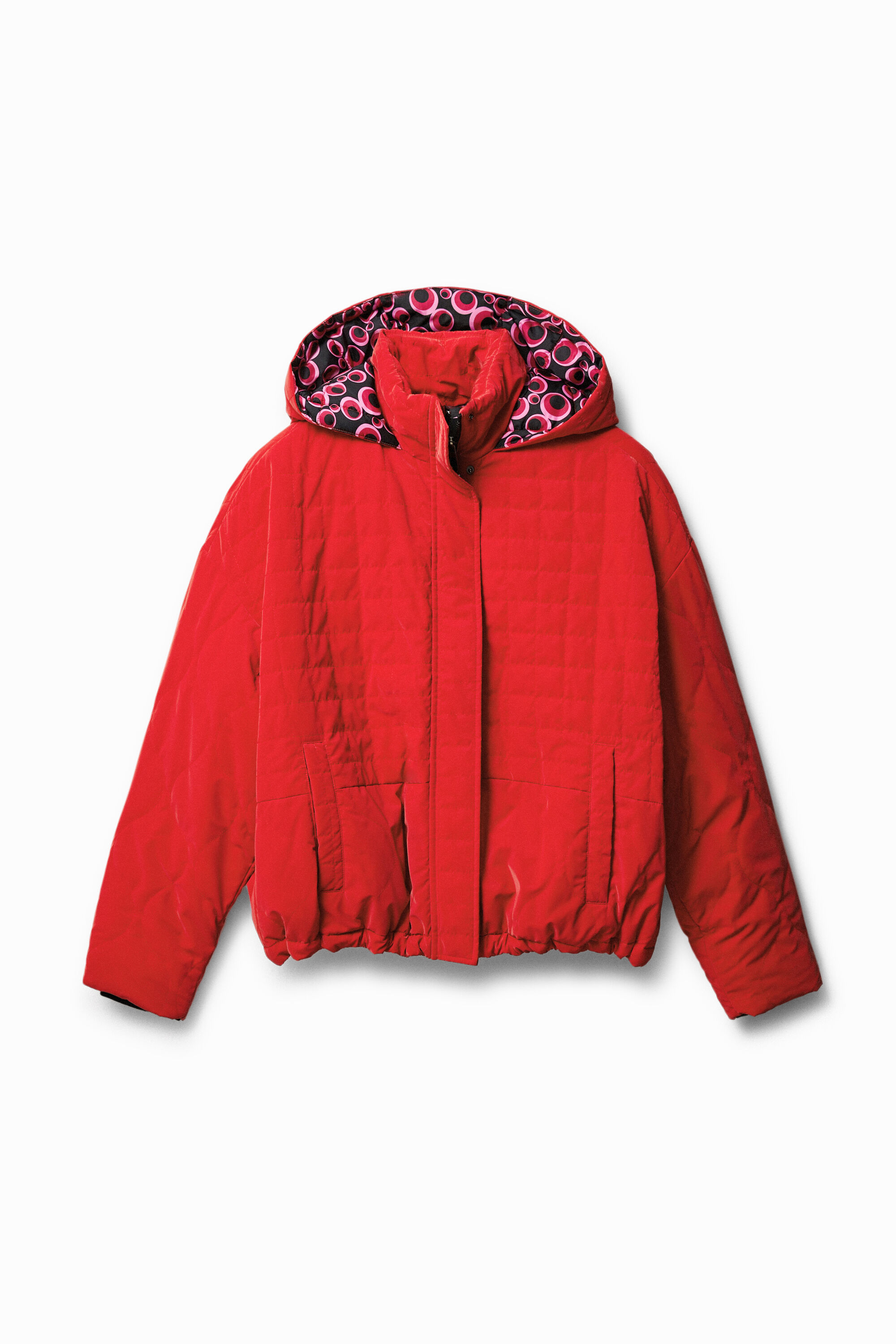 Short quilted hooded jacket