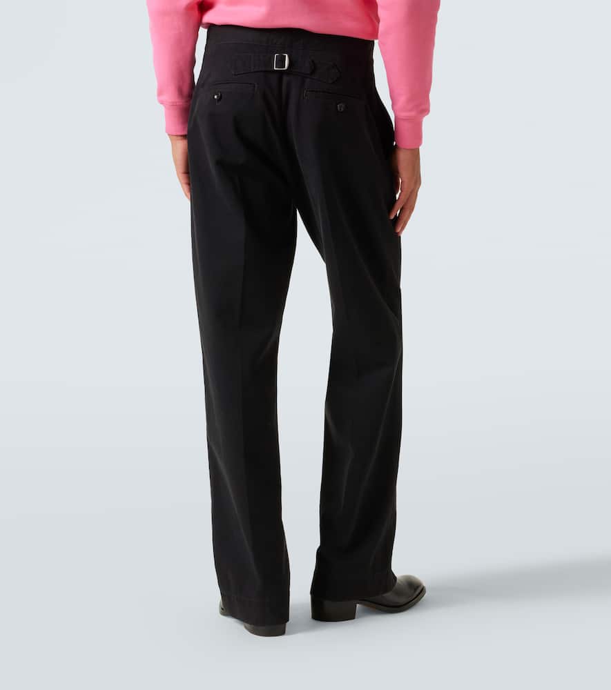 Cotton drill wide-leg pants