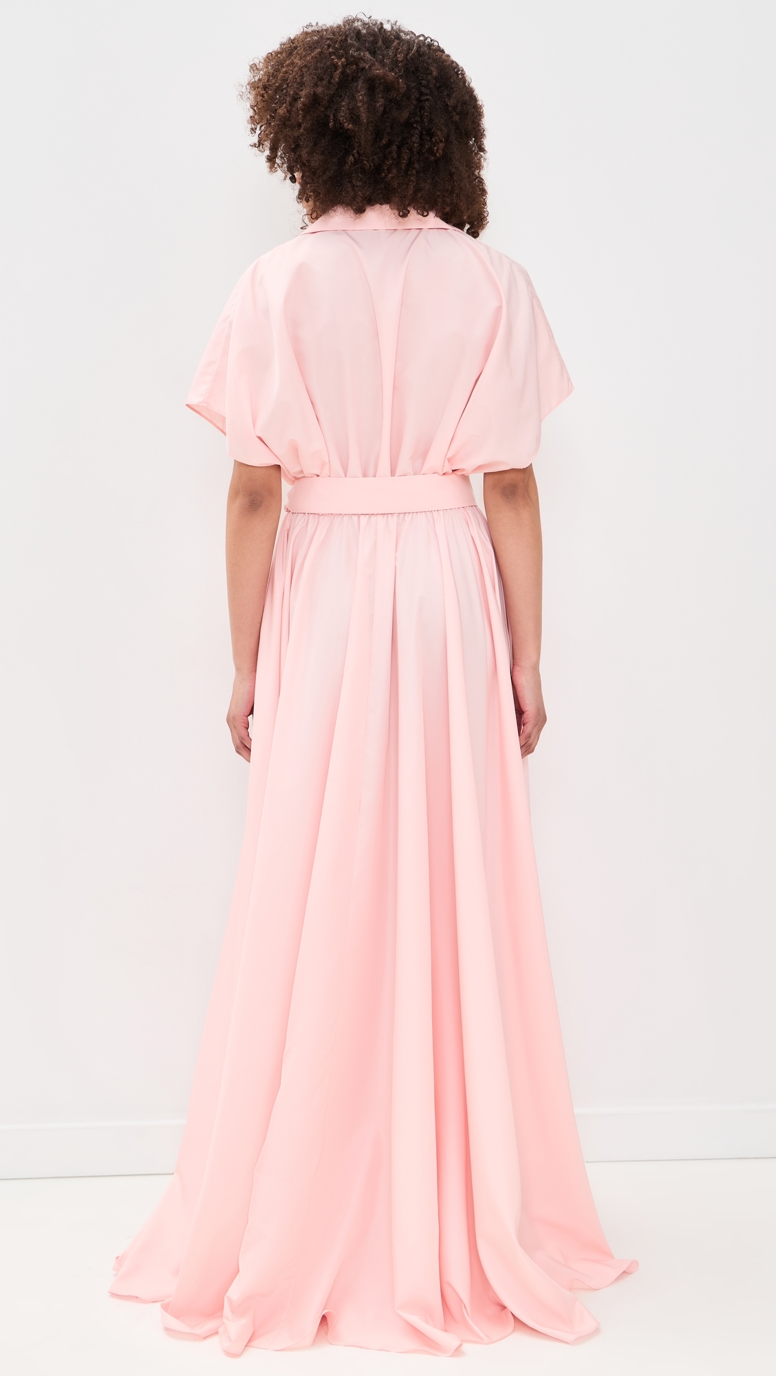 Belted Flared Shirt Dress Ballet Pink