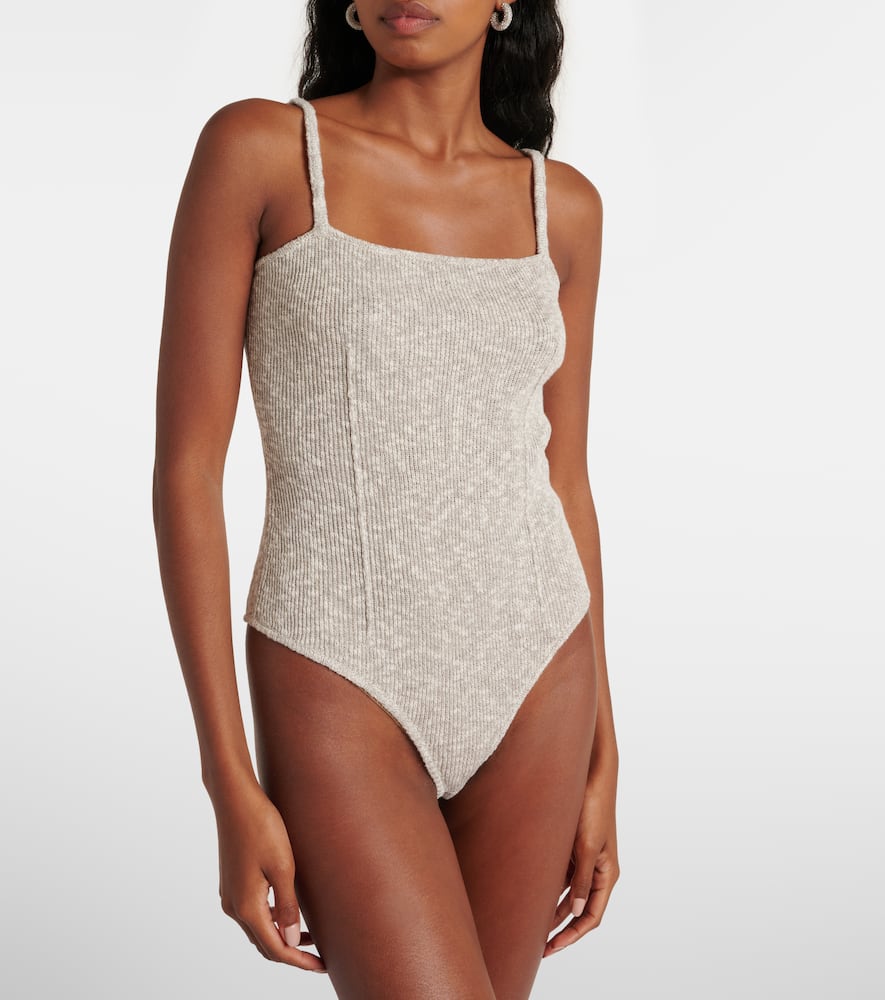 Knitted linen and cotton bodysuit