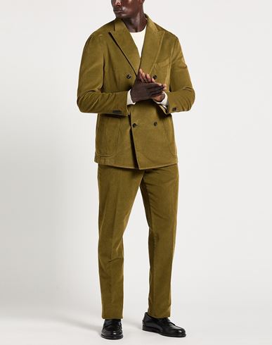 Man Suit Military green Size 42 Cotton, Modal, Elastane