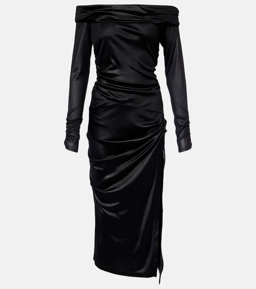 Elife gathered off-shoulder midi dress