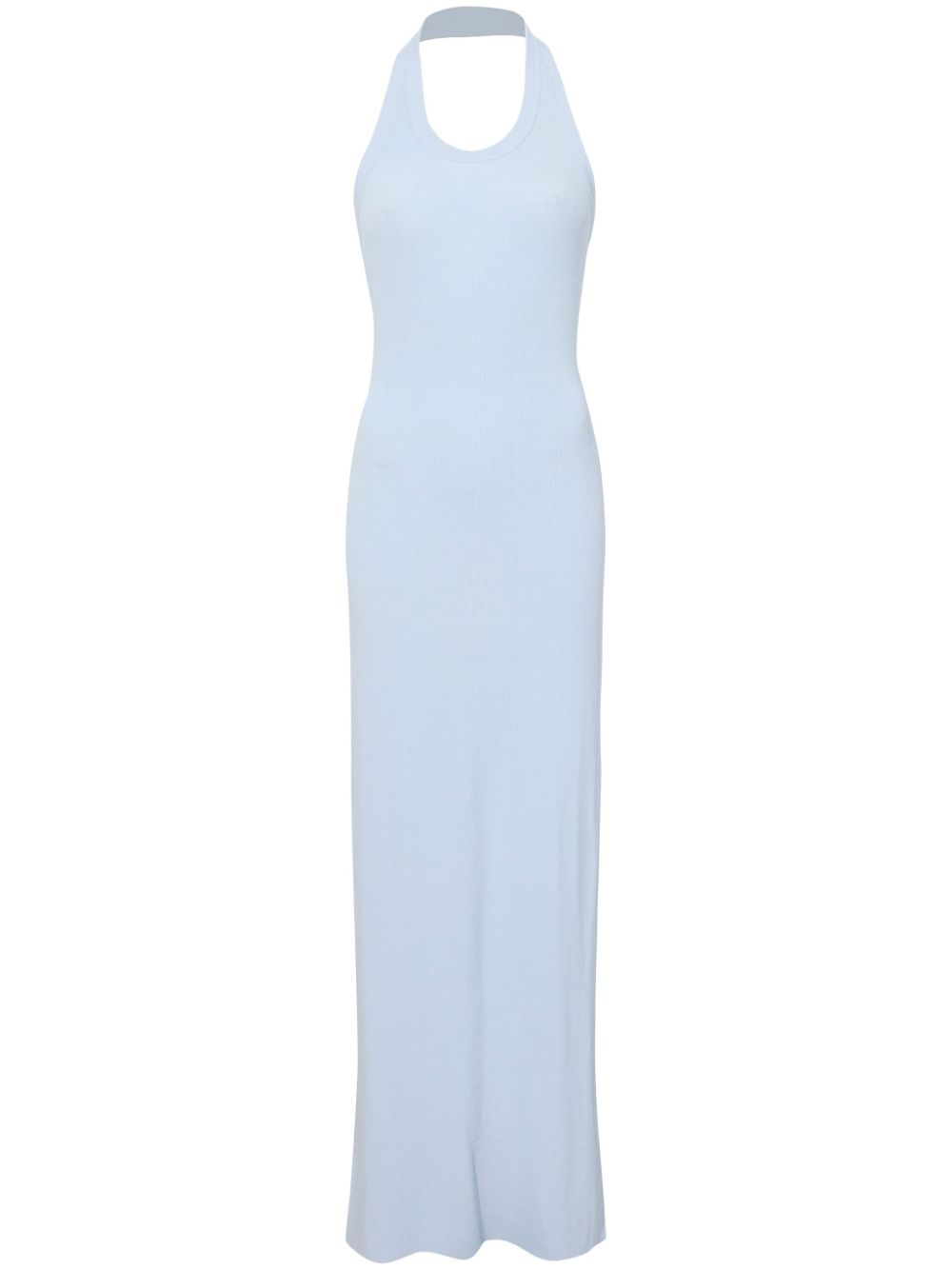 Ribbed-knit halterneck dress - Blue