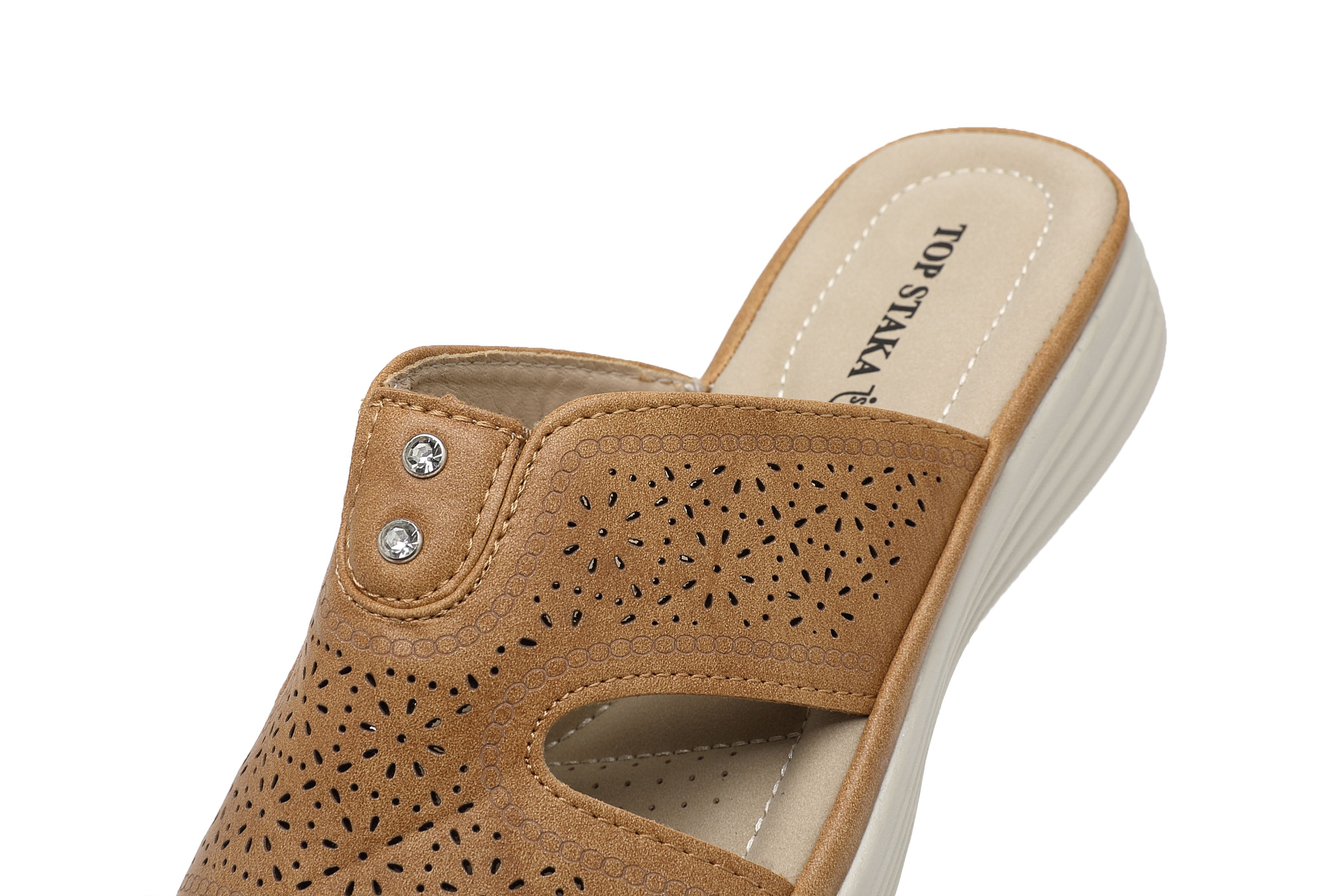 Ivachy Cushioned Cut Out Mule Lightweight Slide Sandals In Came