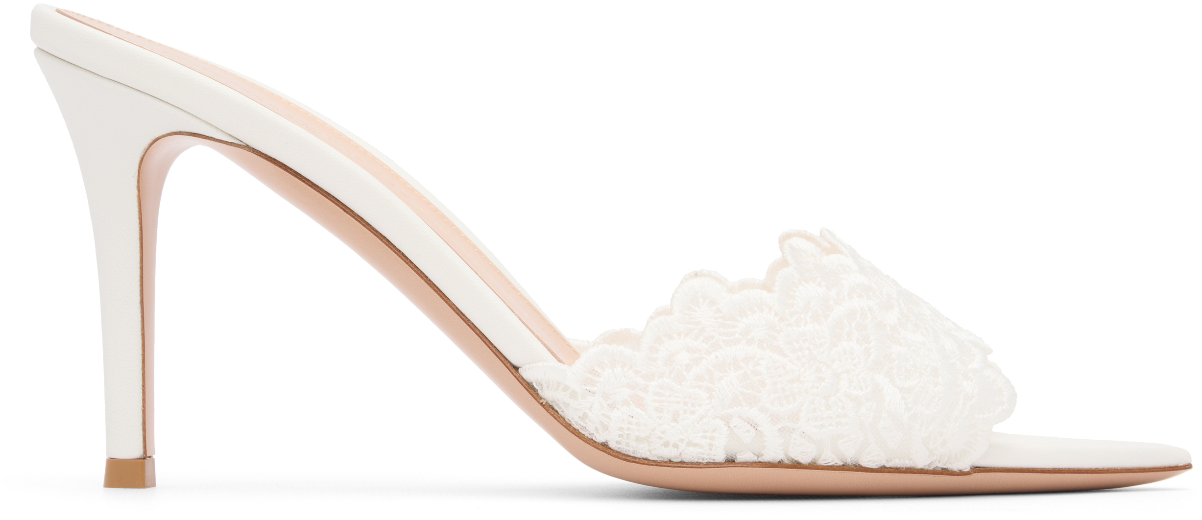 White Yvonne Mule Heeled Sandals
