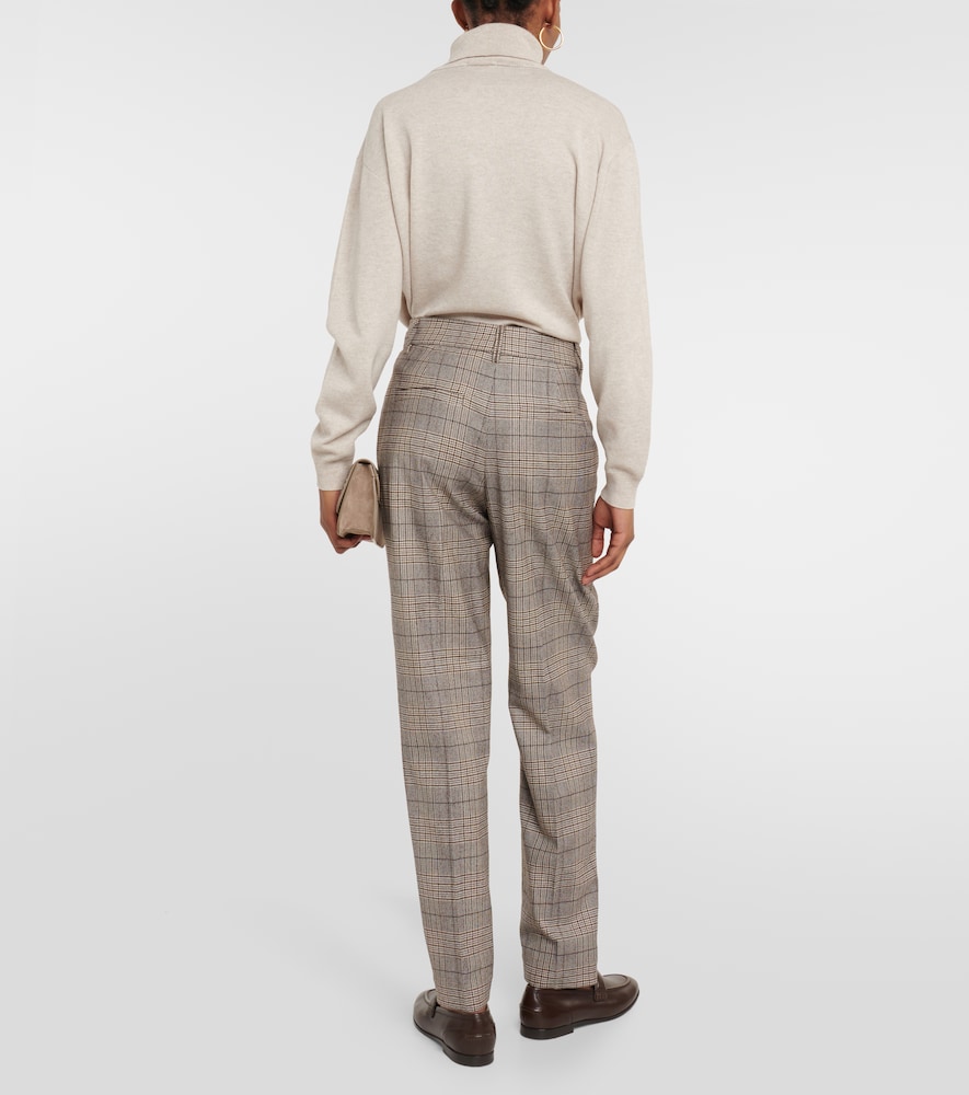 Brunello Cucinelli Checked wool and cotton-blend pants