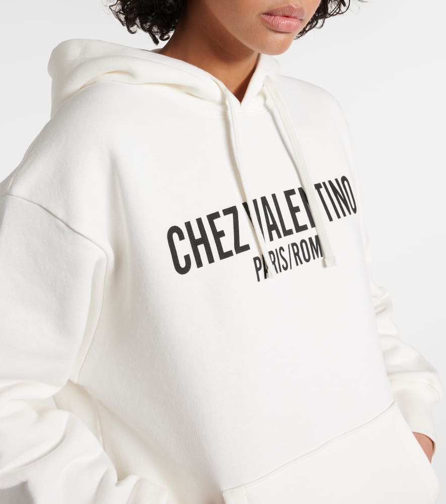 Printed cotton jersey hoodie