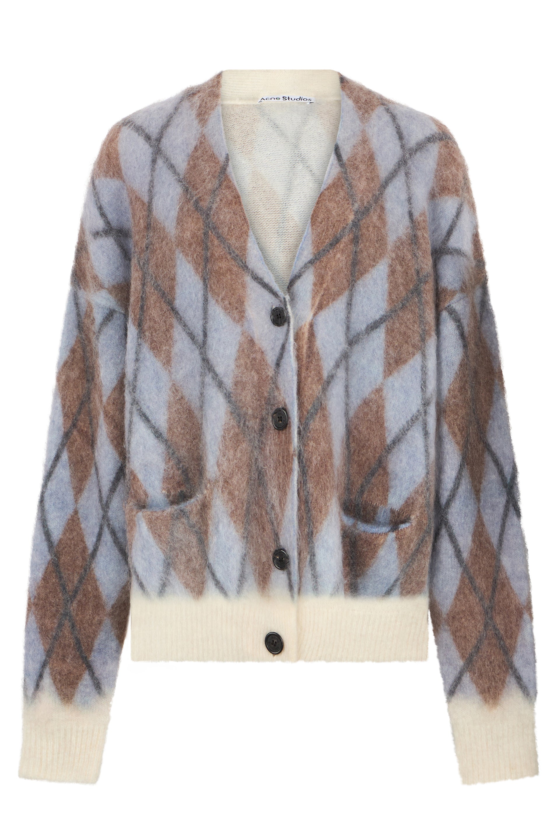 Diamond Pattern Cardigan in Mohair Blend for Women