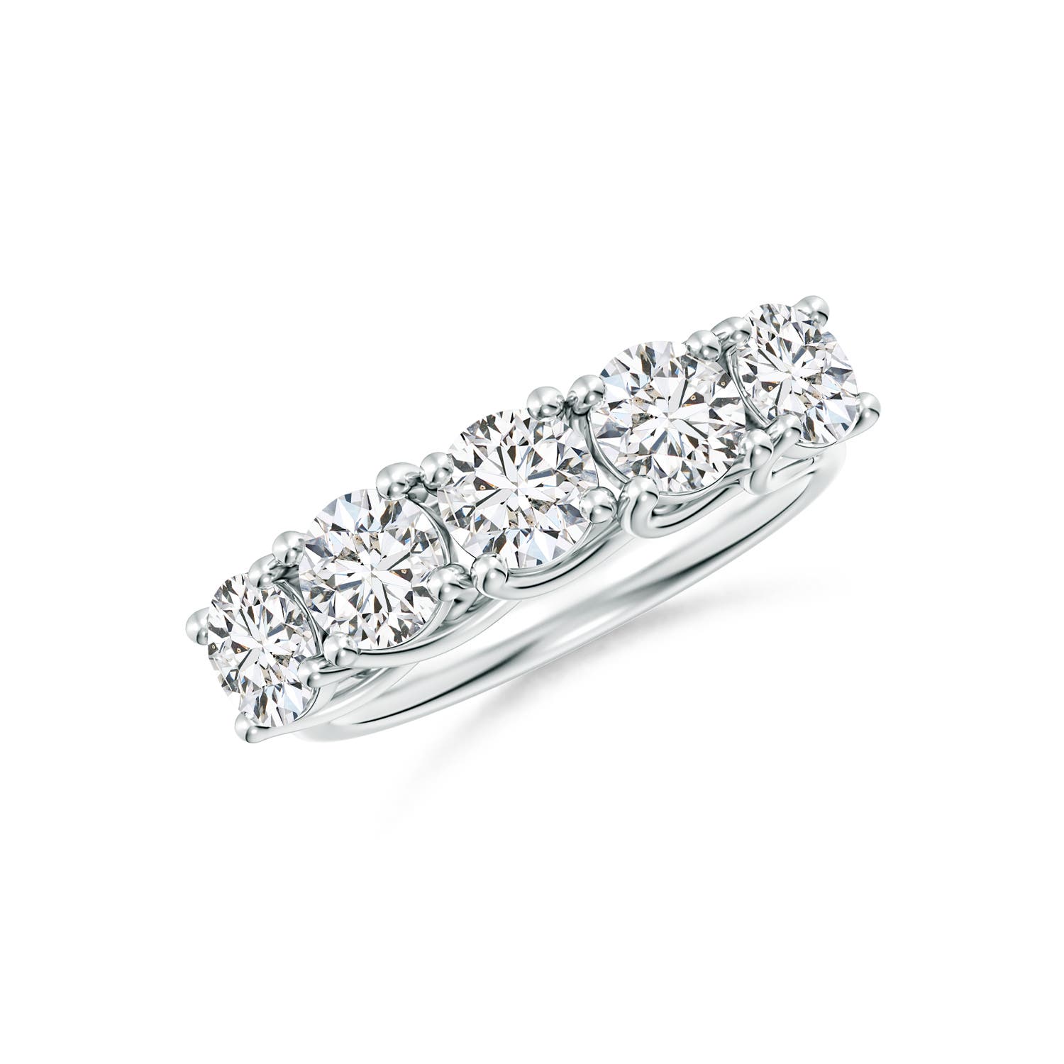 Angara 2.0 Carats Half Eternity Five Stone Diamond Wedding Band in 14K White Gold