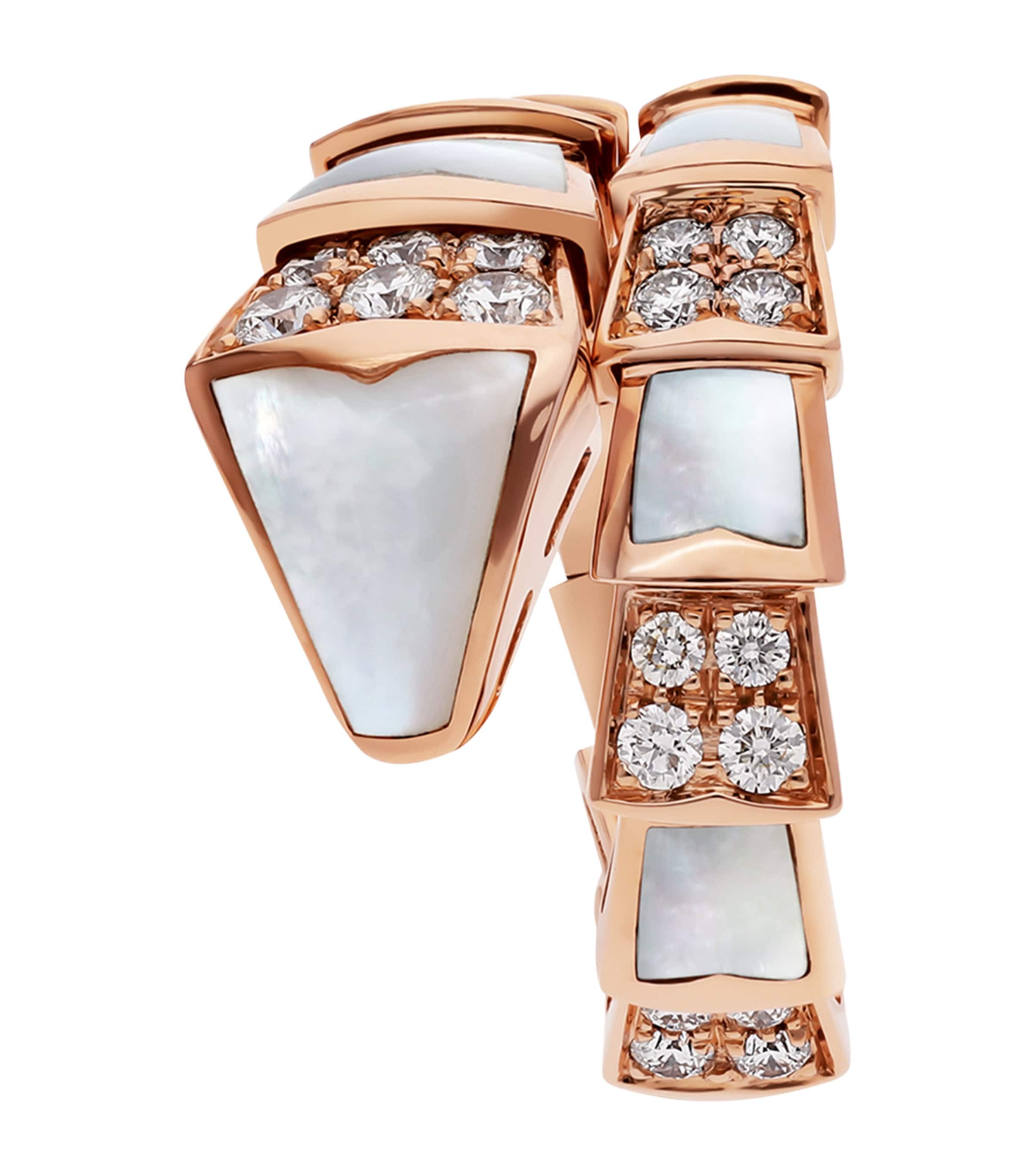 Rose Gold, Diamond and Mother-of-Pearl Serpenti Viper Ring