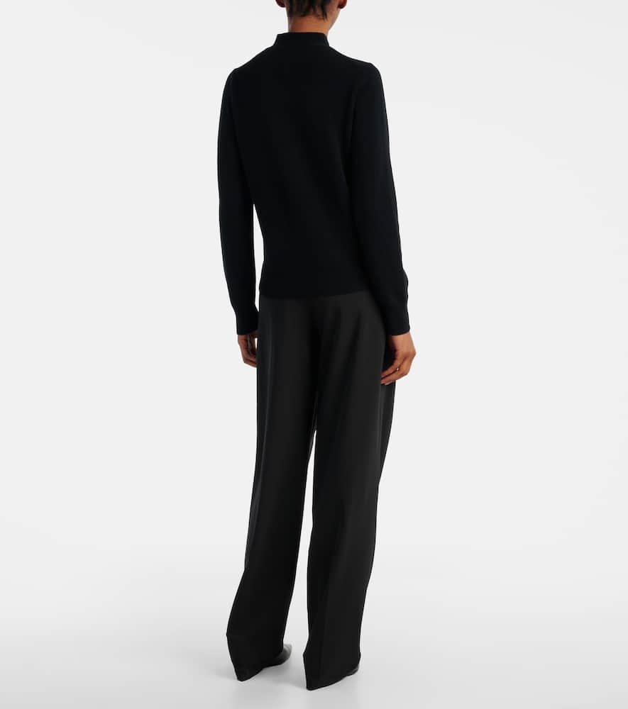 Tie-neck wool and cashmere sweater
