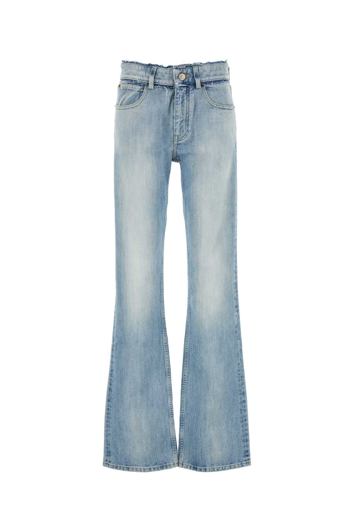 High-Waist Flared Cotton Jeans — Blue