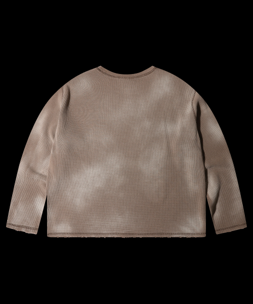 Vintage Dying Thermal Long Sleeve_BROWN