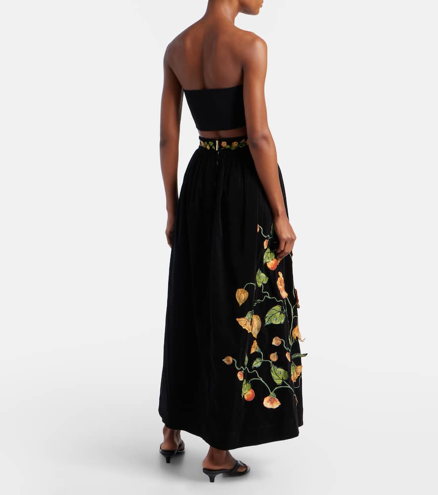 Tangelo embroidered cotton-blend maxi skirt