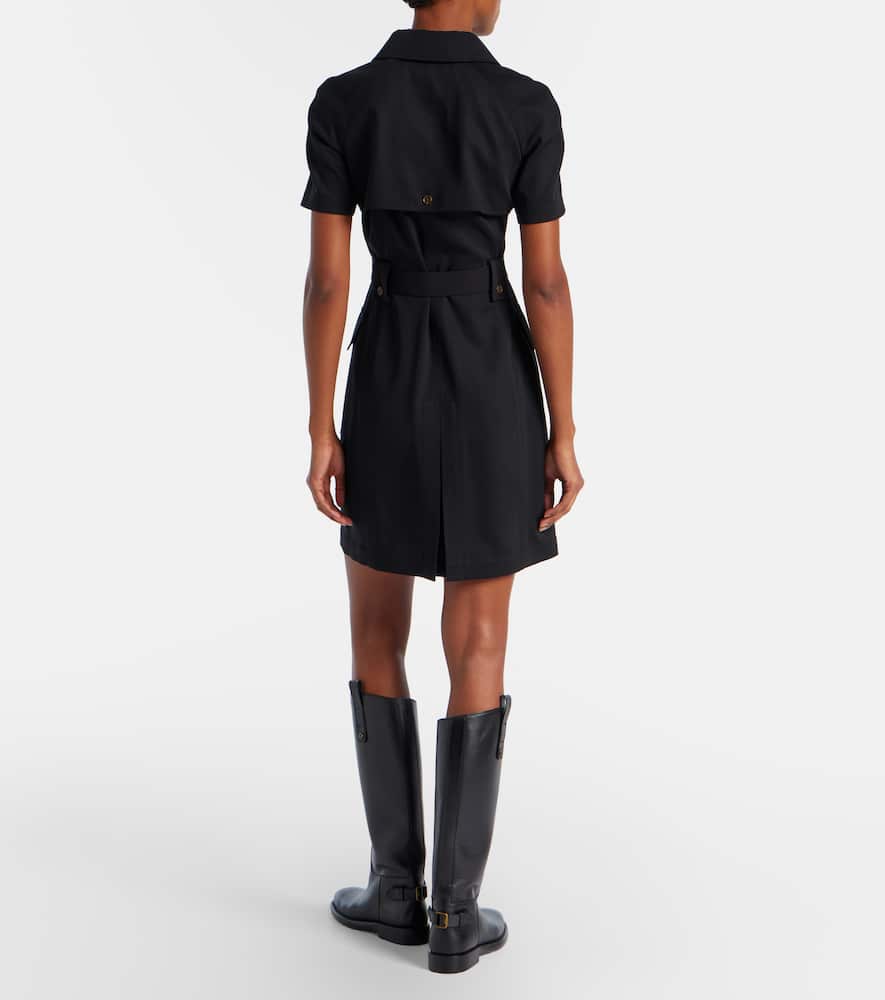 Belted wool shirt dress