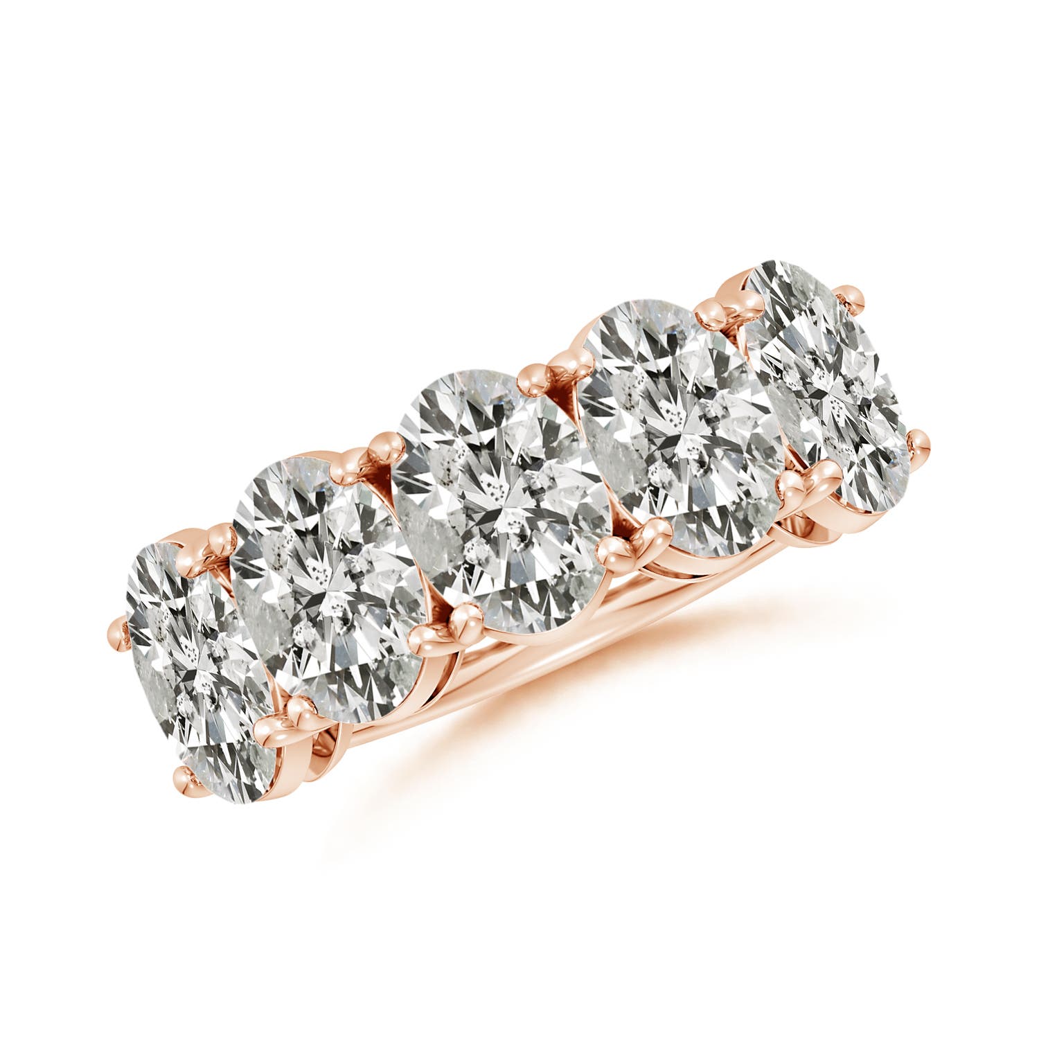 Angara 5.0 Carats Oval Diamond Five Stone Classic Anniversary Ring in 14K Rose Gold