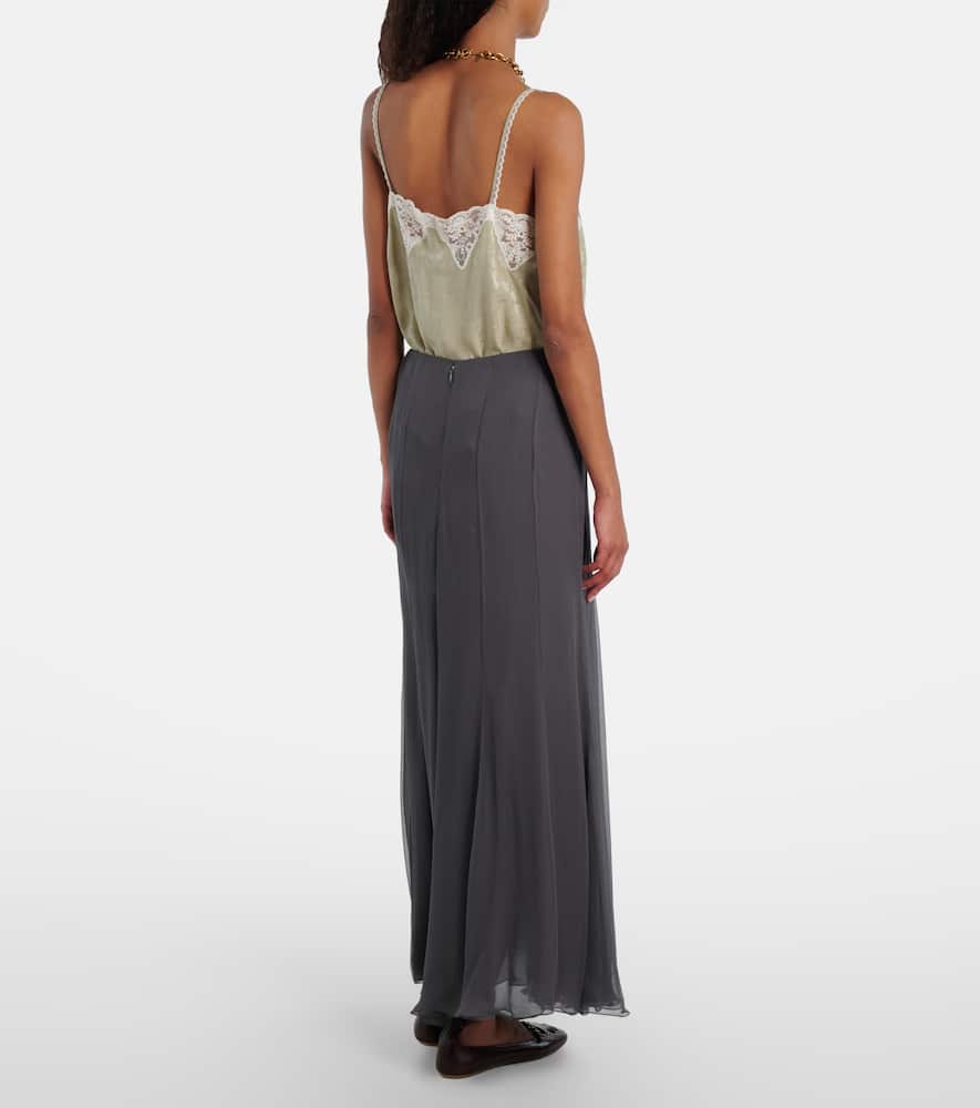 Chloé Paneled high-rise silk muslin maxi skirt