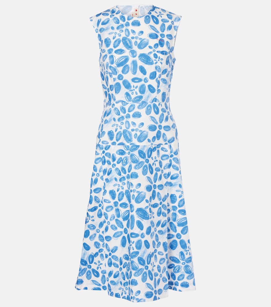 Printed cotton midi dress